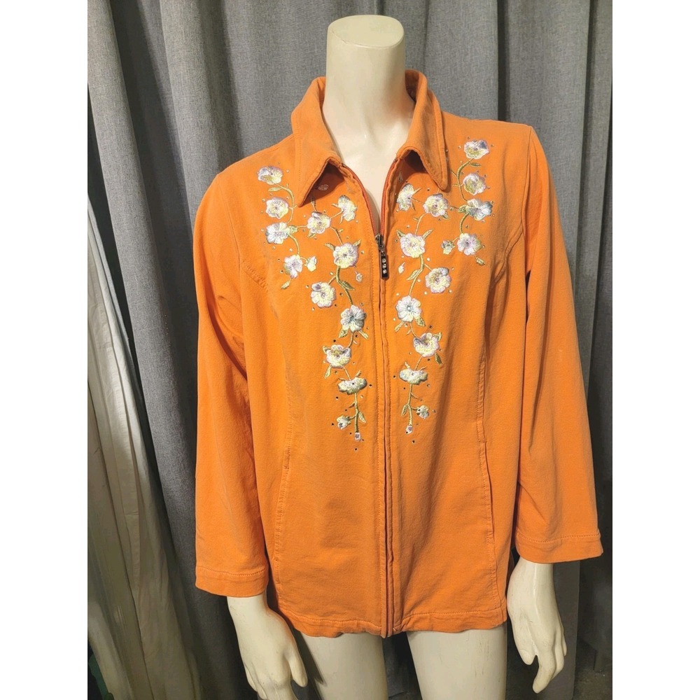 Dream Jeannes by‎ Quacker Factory Embroidered Rhinestone Zip-up Jacket  M - Picture 3 of 9